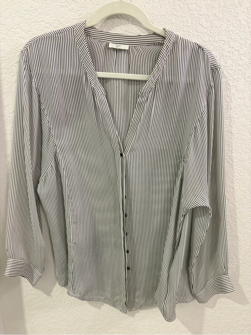 Joie Black & White Striped Women's Button-Front Blouse, 100% Silk
